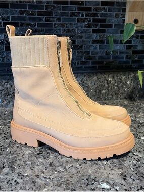Sam Edelman Leone Front Zipper Tan Suede Chelsea Boots Size 6.5